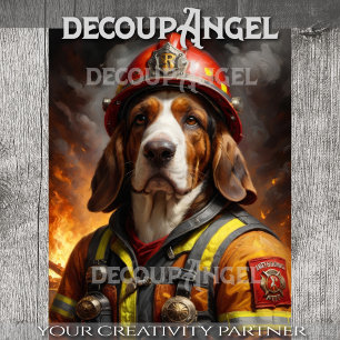 Basset Hound Dog Firefighter - Decoupage - Tissue Paper