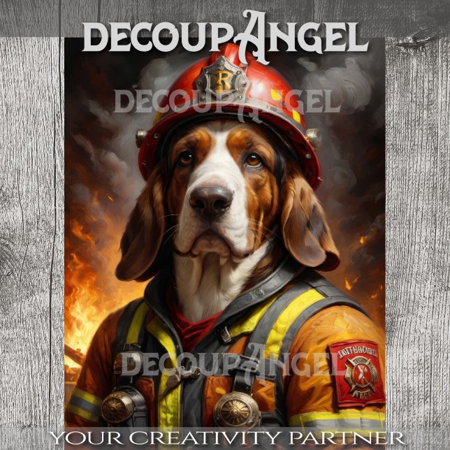 Basset Hound Dog Firefighter - Decoupage - Tissue Paper (Creator Uploaded)