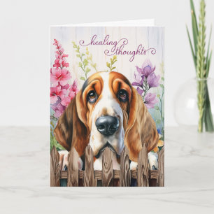Basset Hound Dog Garden Gladiolus Get Well Card