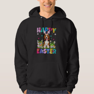 Basset Hound Dog Happy Easter Egg Hunt Bunny Ear E Hoodie