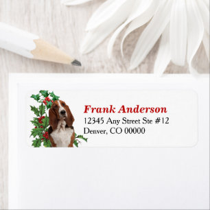 Basset Hound Dog Holly Christmas Return Address Label