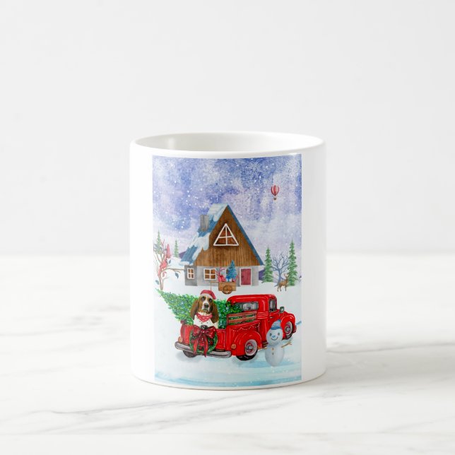Basset Hound dog In Christmas Delivery Truck Snow  Coffee Mug (Center)