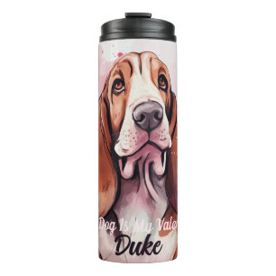 Basset Hound Dog Is My Valentine Personalised Thermal Tumbler