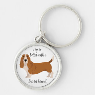 Basset hound dog key ring