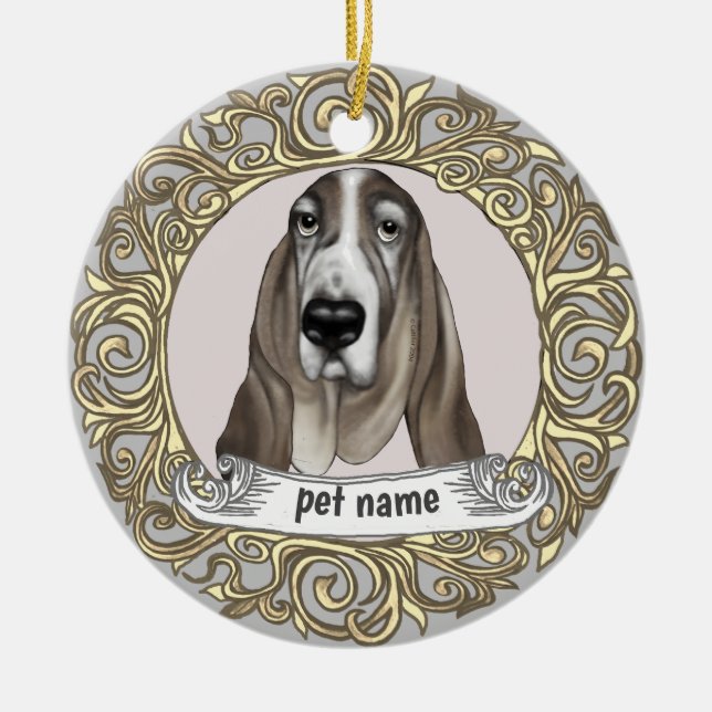 Basset Hound Dog Loving Memory ornament (Front)
