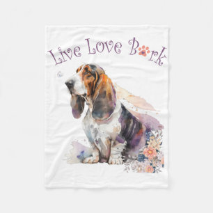 Basset Hound Dog Mum Floral Fleece Blanket