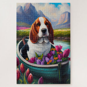 Basset Hound Dog on a Paddle: A Scenic Adventure Jigsaw Puzzle