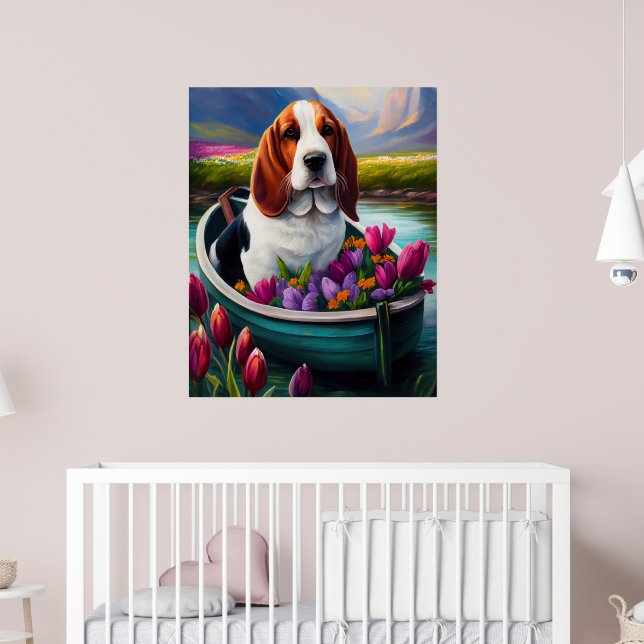 Basset Hound Dog on a Paddle: A Scenic Adventure Poster (Nursery 2)