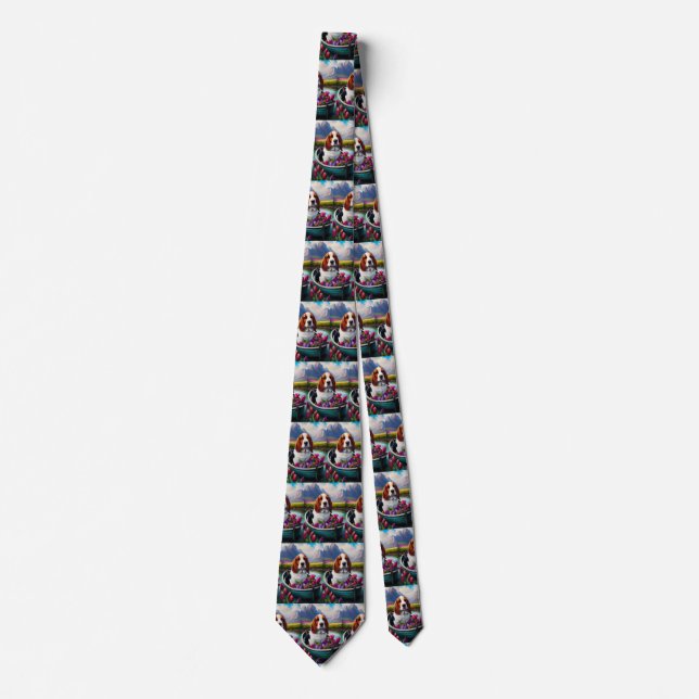 Basset Hound Dog on a Paddle: A Scenic Adventure Tie (Front)