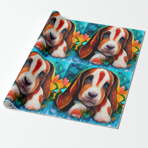 Basset hound dog  pattern Wrapping Paper