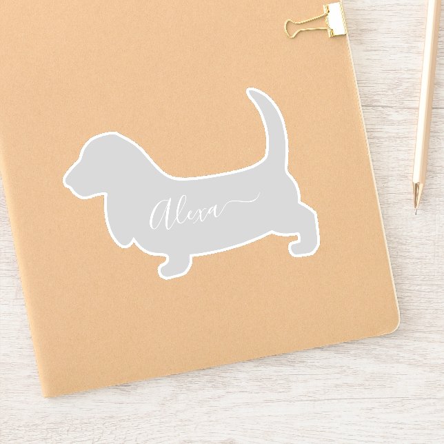 basset hound dog personalized your name sticker (Notebook)