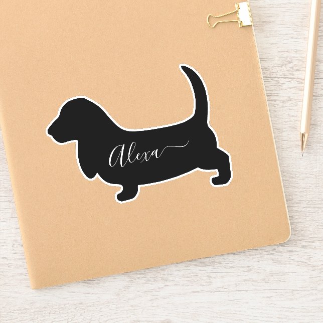 basset hound dog personalized your name sticker (Notebook)