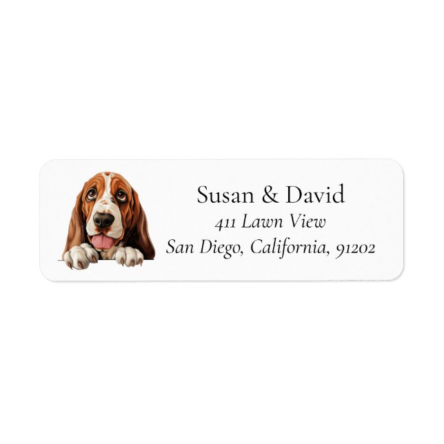 Basset Hound Dog Return Address Label (Front)