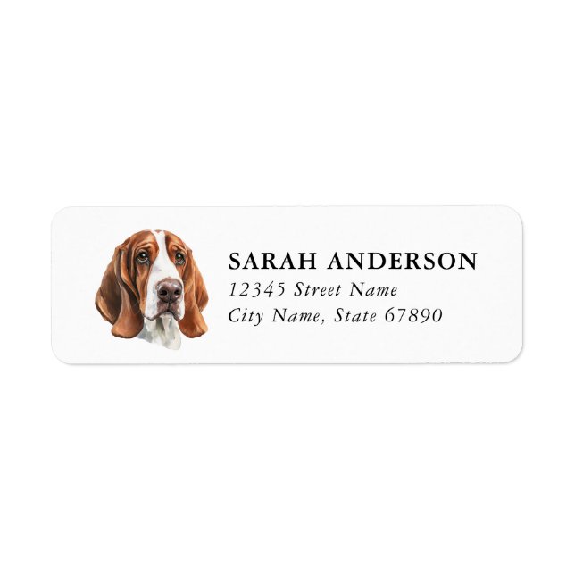 Basset Hound Dog Return Address Labels (Front)