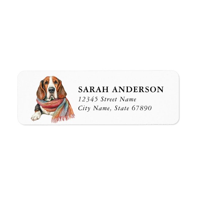 Basset Hound Dog Return Address Labels (Front)