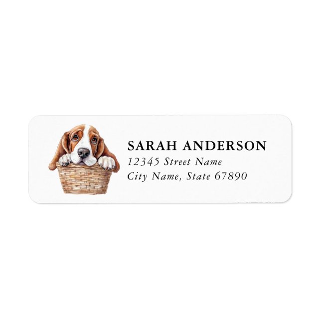 Basset Hound Dog Return Address Labels (Front)