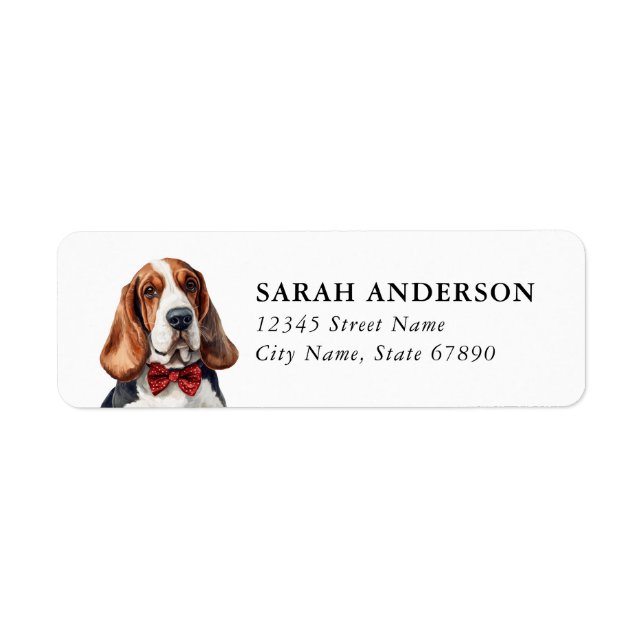 Basset Hound Dog Return Address Labels (Front)