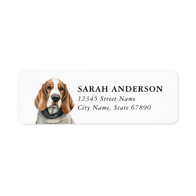 Basset Hound Dog Return Address Labels (Front)
