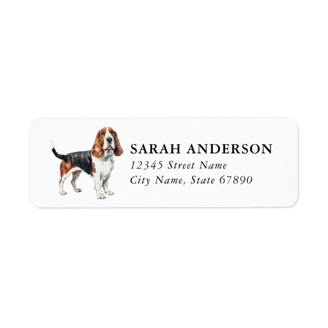 Basset Hound Dog Return Address Labels (Front)