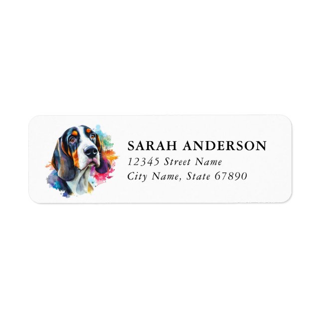 Basset Hound Dog Return Address Labels (Front)