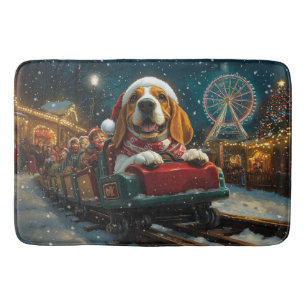Basset Hound Dog Roller Coaster Christmas Bath Mat