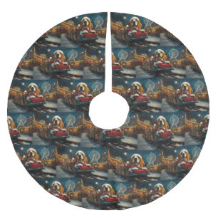 Basset Hound Dog Roller Coaster Christmas Brushed Polyester Tree Skirt