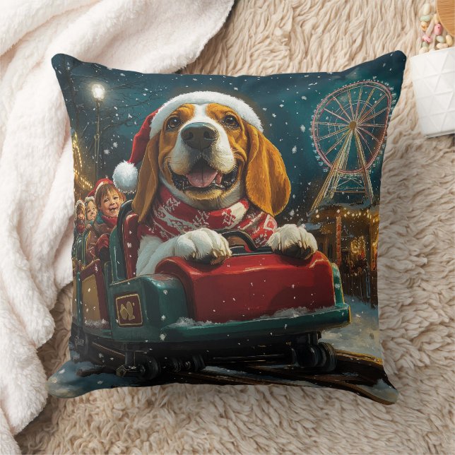 Basset Hound Dog Roller Coaster Christmas Cushion (Blanket)