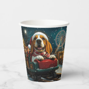 Basset Hound Dog Roller Coaster Christmas Paper Cups