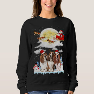 Basset Hound Dog Santa Sleigh Christmas Lover Sweatshirt