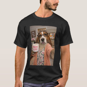 Basset Hound Dog Selfie Humor Show Love to Mom Mam T-Shirt