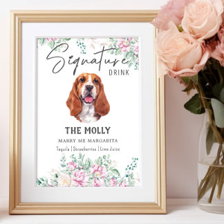 Basset Hound Dog Signature Drink Sign