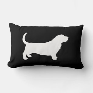 Basset Hound Dog Silhouette Black and White Lumbar Cushion