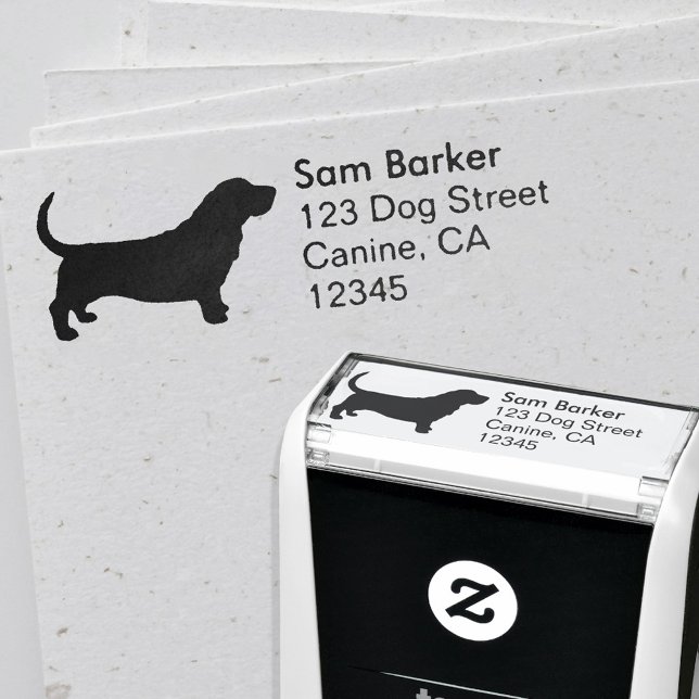 Basset Hound | Dog Silhouette Return Address Self-inking Stamp (Creator Uploaded)