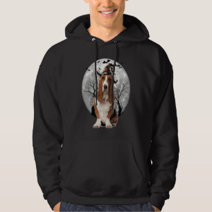 Basset Hound Dog Spooky Moon Halloween Costume Hoodie