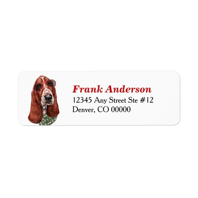 Basset Hound Dog Sunglasses Return Address Label (Front)