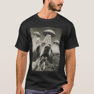 Basset Hound Dog UFO Alien Extraterrestrial Selfie T-Shirt