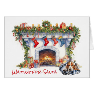 Basset Hound Dog Waiting for Santa