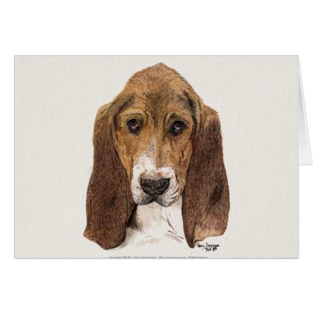 Basset Hound Dog, Watercolor (Front Horizontal)