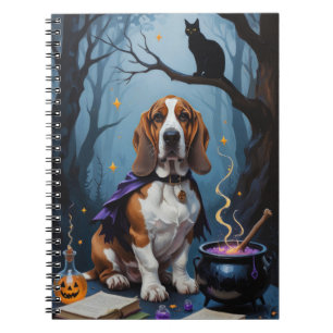 Basset Hound Dog Whimsical Halloween Painting Notebook