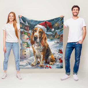 Basset Hound Dog Winter Wonderland Christmas Joy Fleece Blanket