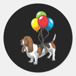 Basset Hound Dog with Ballons Classic Round Sticker