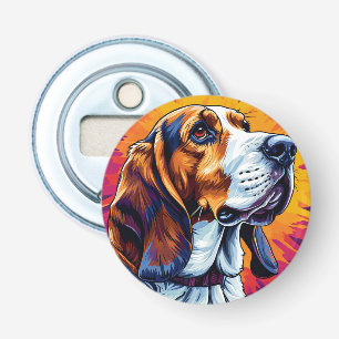 Basset Hound dog with Colourful Background Bottle Opener