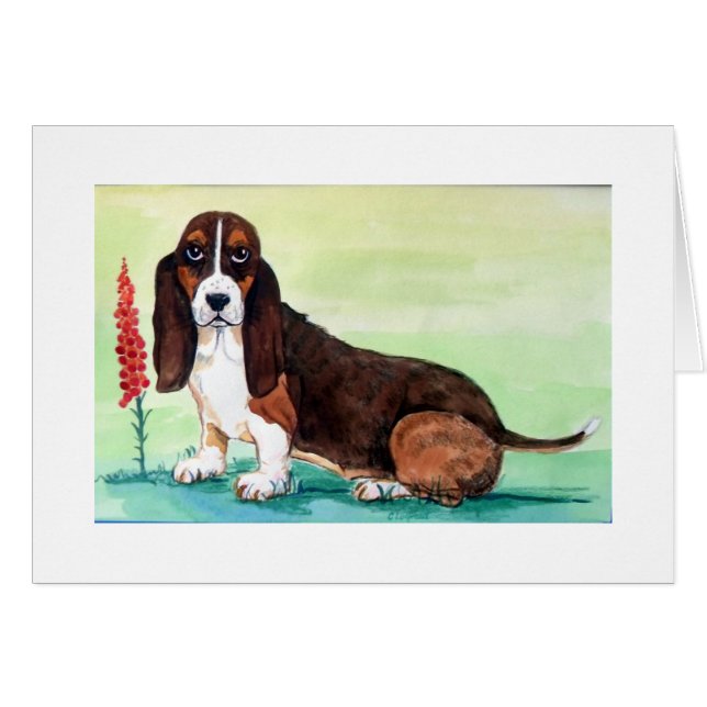 Basset Hound Dog with Foxglove Flowers (Front Horizontal)