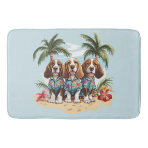 Basset Hound Dogs Hawaiian Shirts Bath Mat