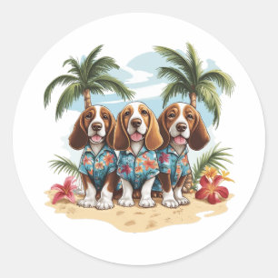 Basset Hound Dogs Hawaiian Shirts Classic Round Sticker