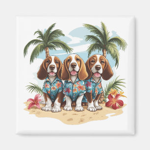 Basset Hound Dogs Hawaiian Shirts Magnet