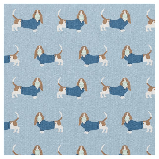 Basset Hound dogs in scrubs Fabric (Close Up)