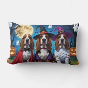 Basset Hound Dogs Pumpkin Halloween Funny Lumbar Cushion