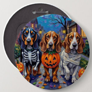 Basset Hound Dogs Trick-or-Treating in Halloween 6 Cm Round Badge