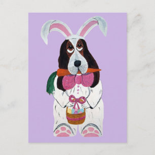 Basset Hound Easter Bunny Holiday Postcard